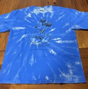 Walt Disney World Vintage Mickey Mouse Blue White Tie Dye Unisex Shirt Size Med